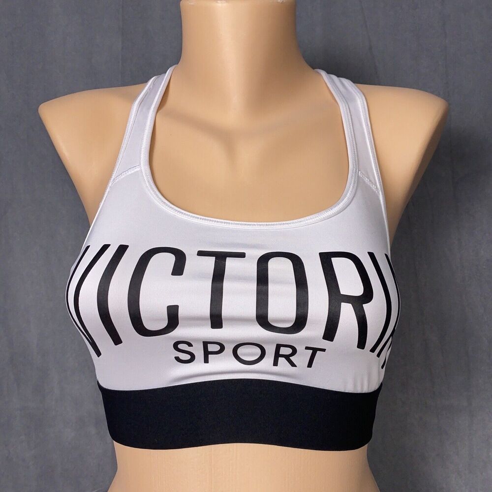 Victoria's Secret Victoria Sport Size Small Sports Bra Off White Black Racerback